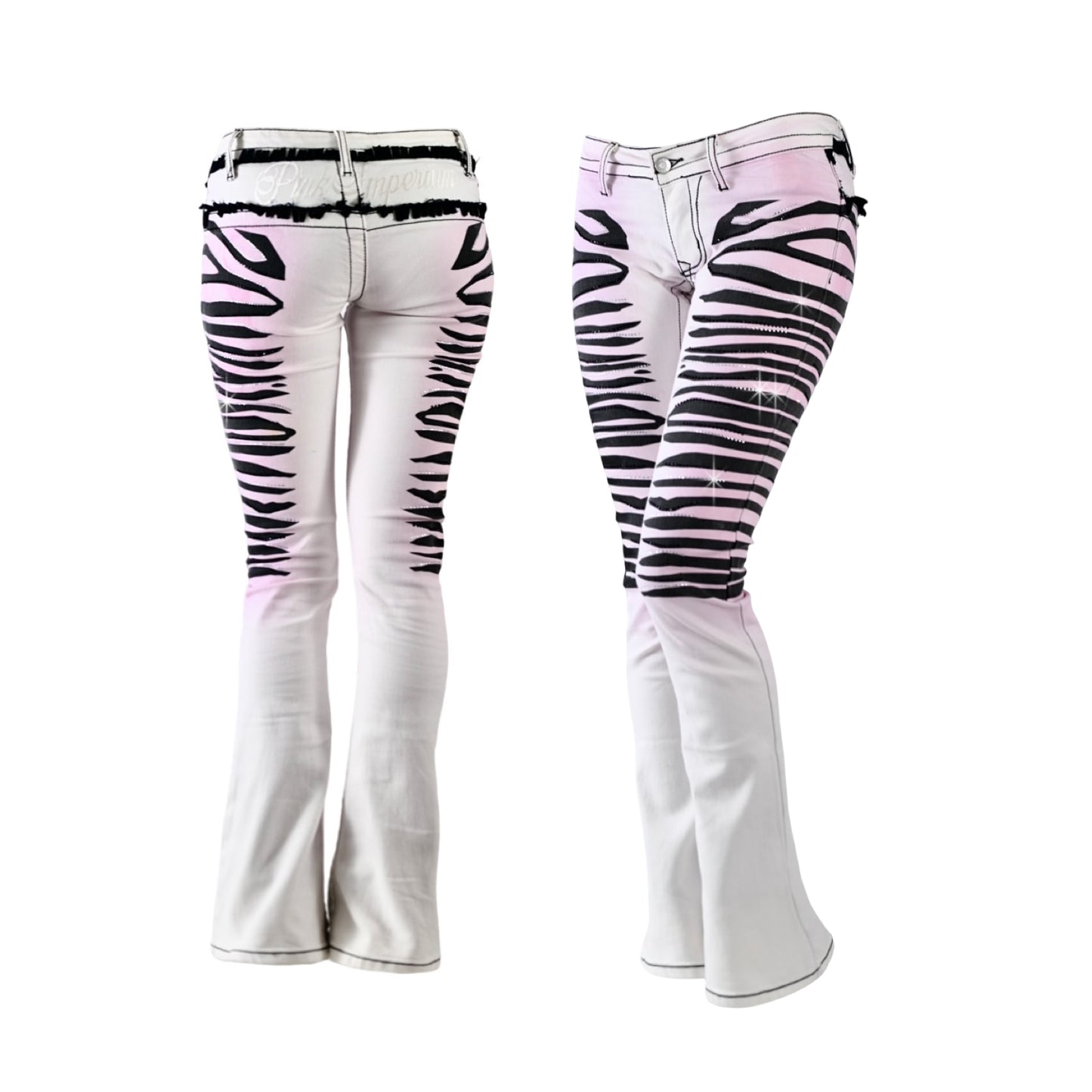 Pink Sakura Slim Bootcut Graphic Jeans