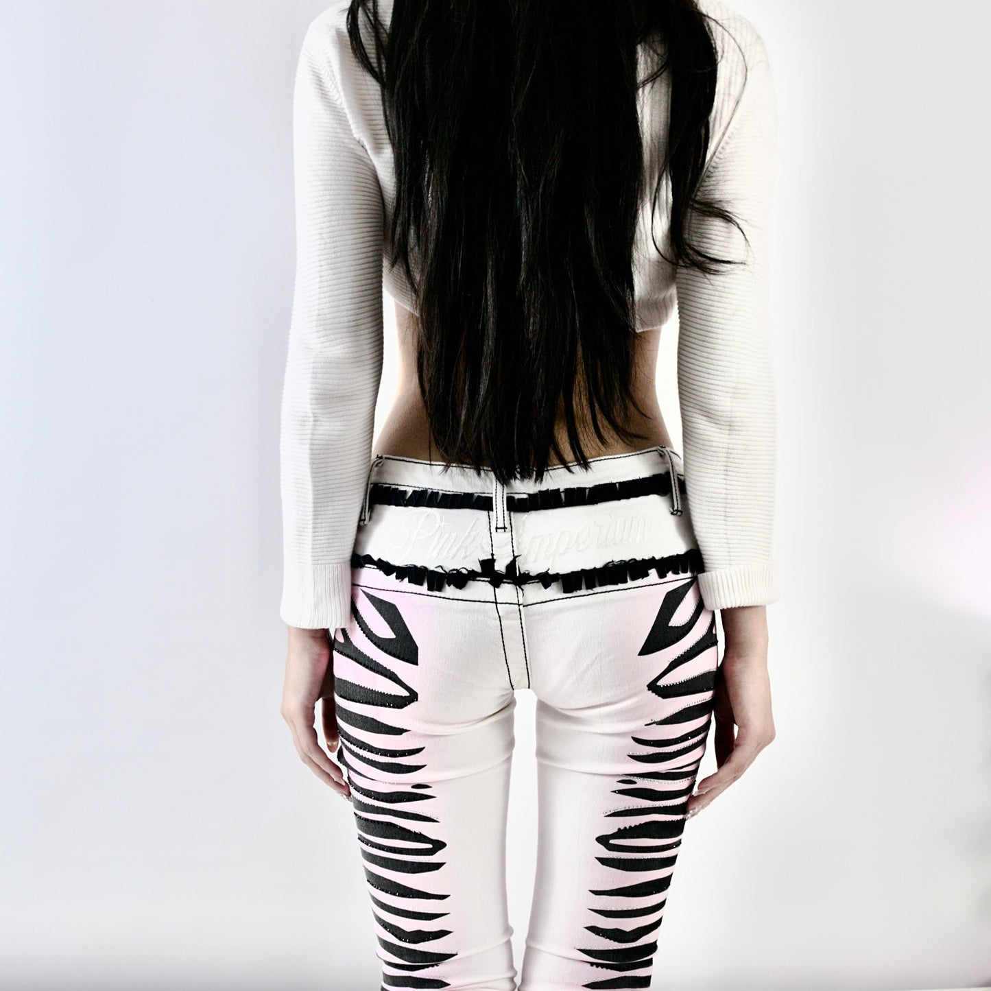 Pink Sakura Slim Bootcut Graphic Jeans