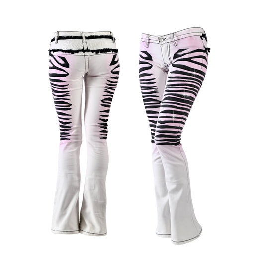Pink Sakura Slim Bootcut Graphic Jeans