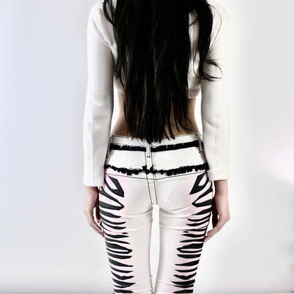 Pink Sakura Slim Bootcut Graphic Jeans